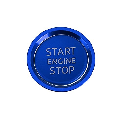 Car Engine Ignition Start Stop Button Cap Surrounding Ring & Push Start Blue