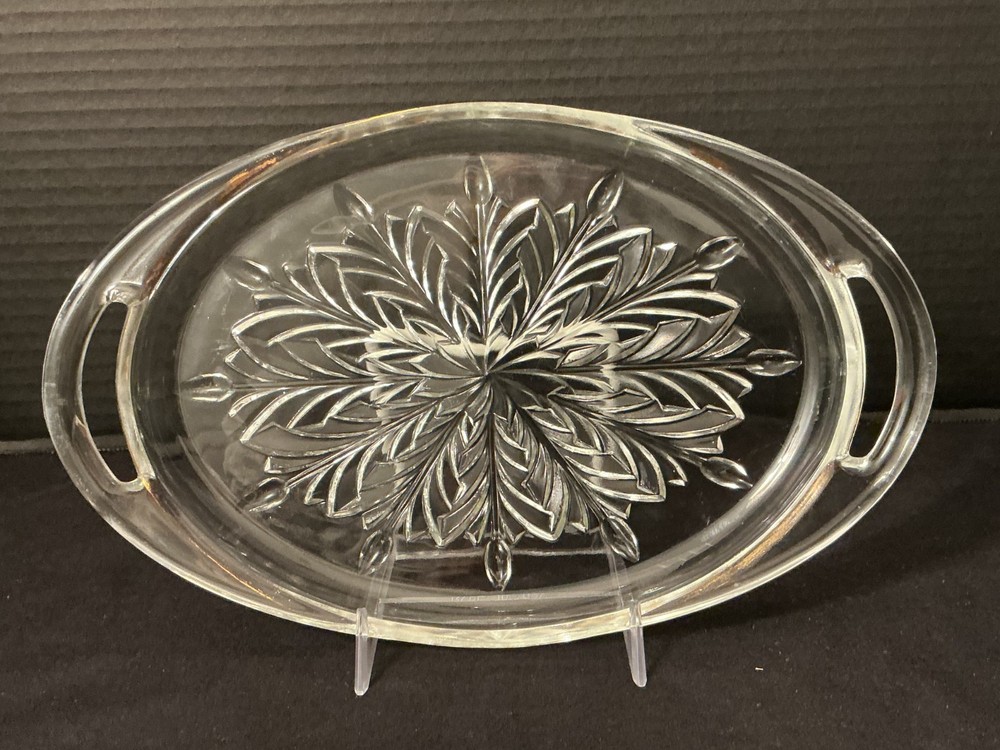 Jeanette Glass 10" Open Handled Tray, Feather Collection