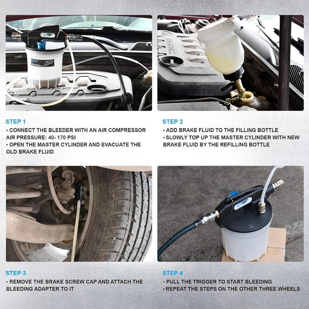 Hands-Free 2L Pneumatic Brake Bleeder - Auto Fluid Extractor Tool