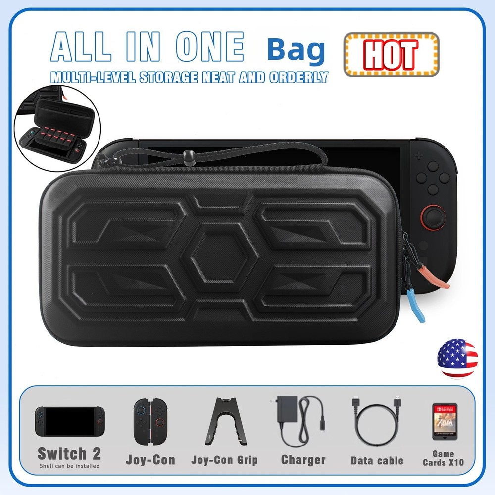 Nintendo Switch 2 Carry Case Screen Protector Travel Case Hard EVA Shell