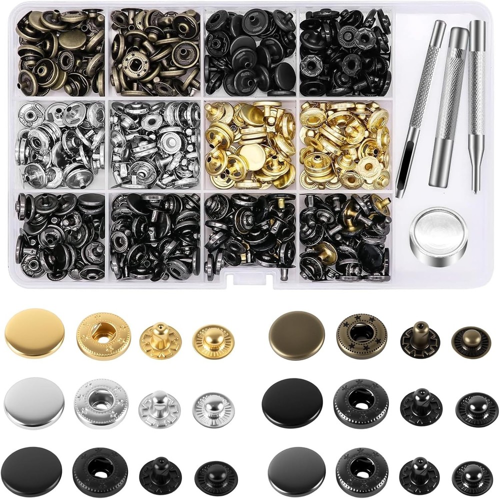 120 Set Leather Snap Fasteners Kit
