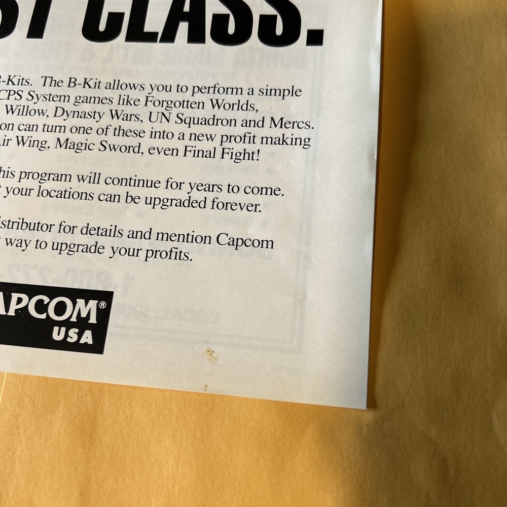 Original 11-8'' Capcom Cps 1 Upgrade ARCADE Video GAME FLYER