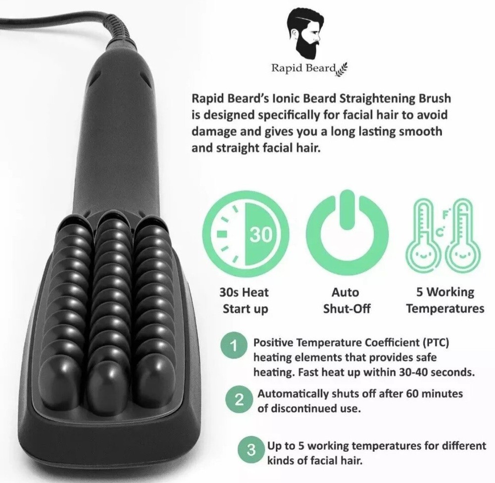 Ionic Beard Straightener Brush for men Electric Heated Comb & Beard Straightener