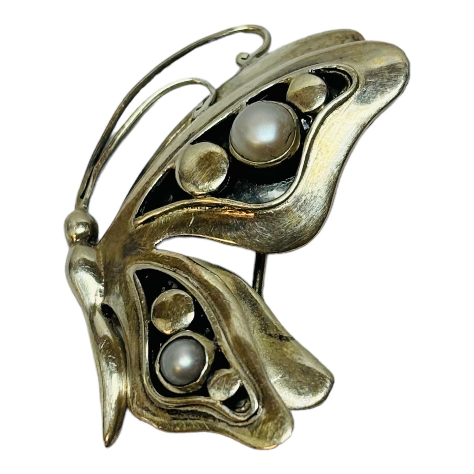 Sue B Sterling 925 Silver Butterfly Pearl Pin - .21