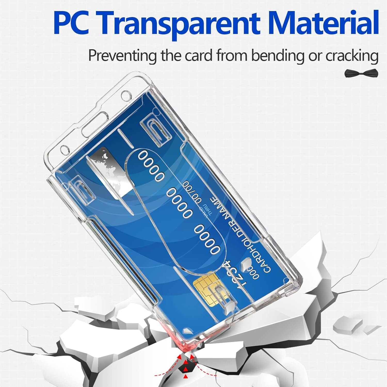 2 Pack Hard Plastic Badge Holders Heavy Duty Clear ID Credit Card Protector