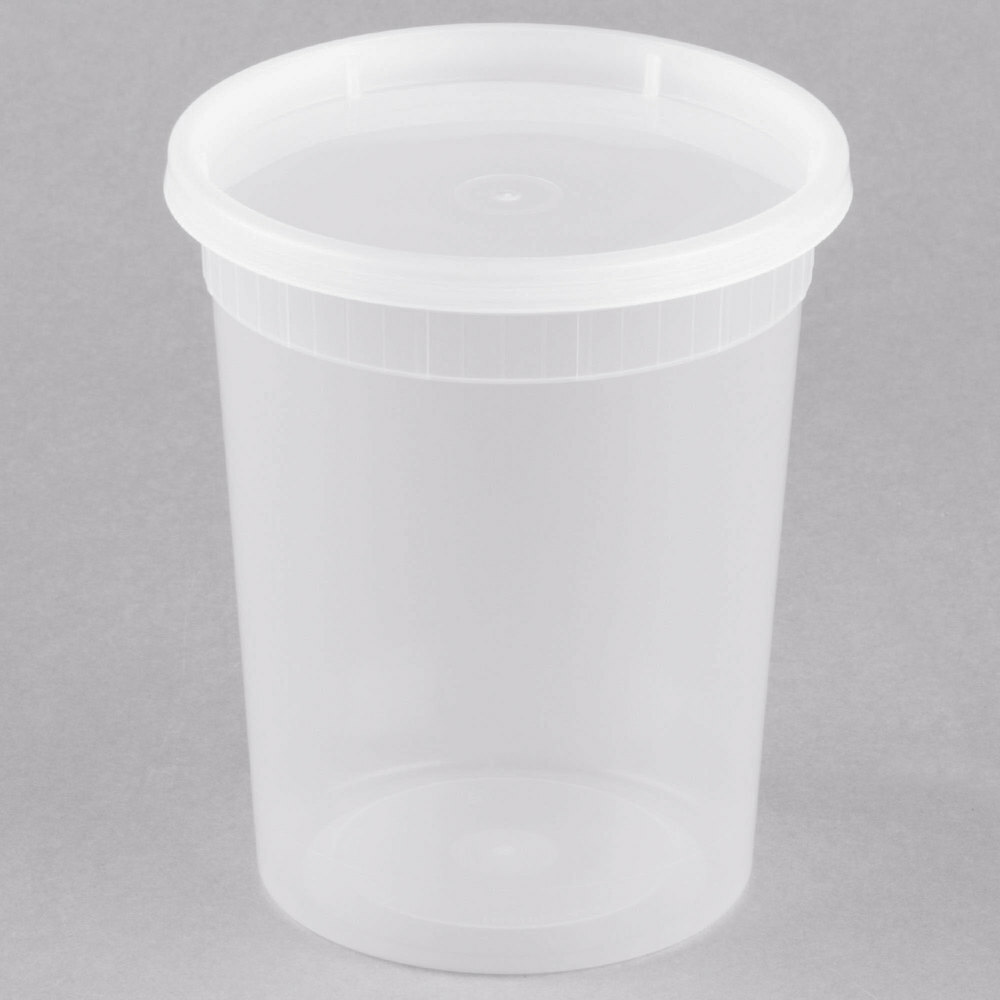 10 x 32 oz. Microwavable Translucent Plastic Deli Container and Lid Combo
