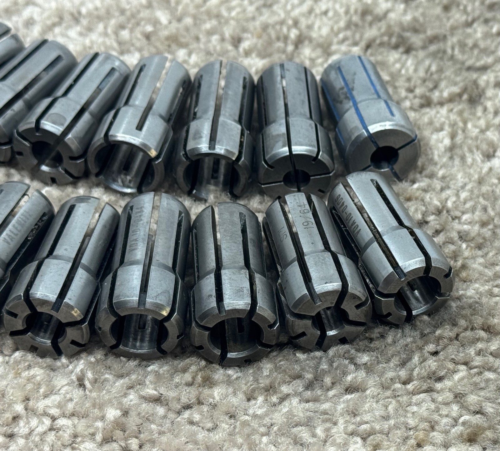 LOT OF VARIOUS VALENITE DA100 SPRING COLLETS - VARIOUS SIZES