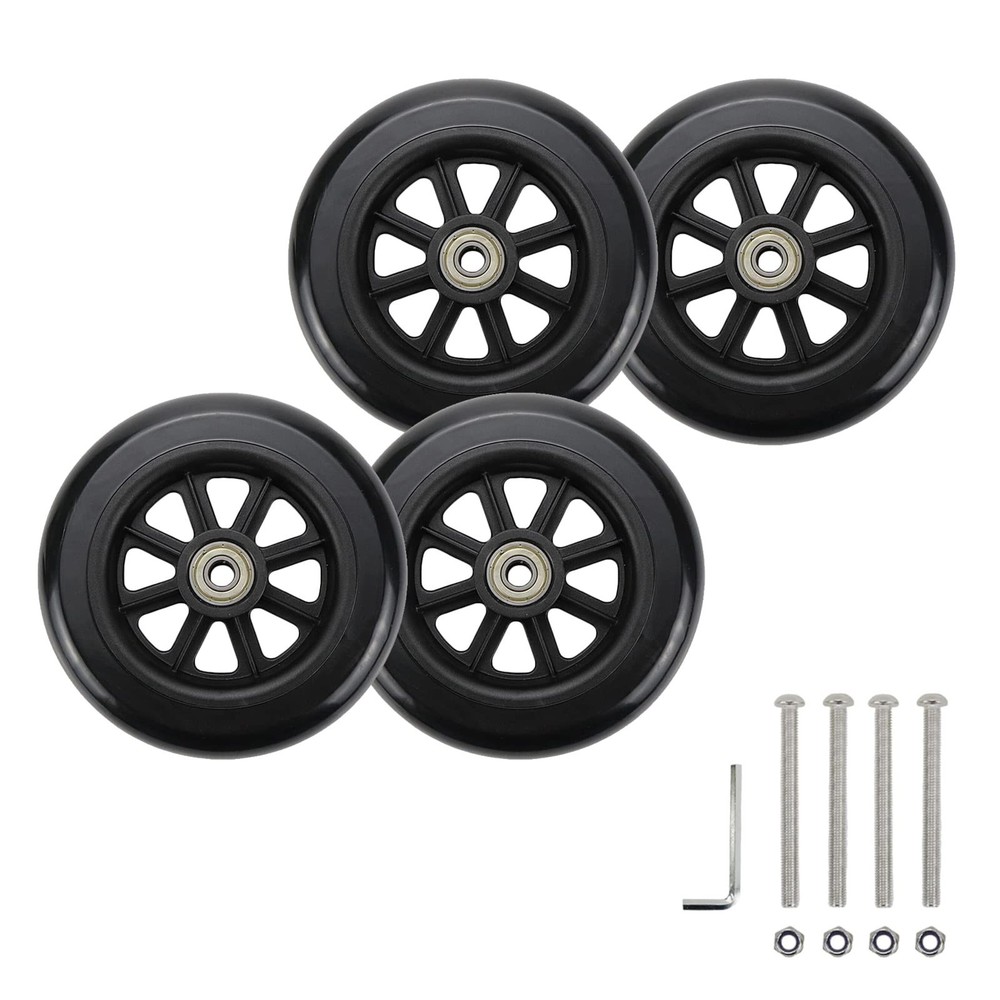 Wealrit Black Solid Walker Wheels Replacement - 5 Inch Drive Rollator Wheels ...