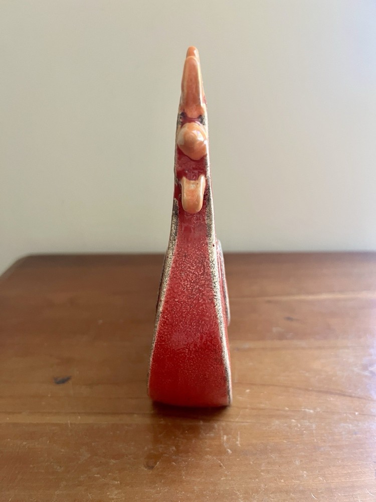 Ceramic Red Rooster Tabletop Farm Decor Distressed Look