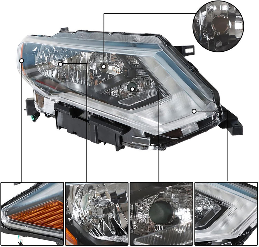 Halogen Headlights Left and Right Side Headlamp Assembly Replacement for Rogue 2