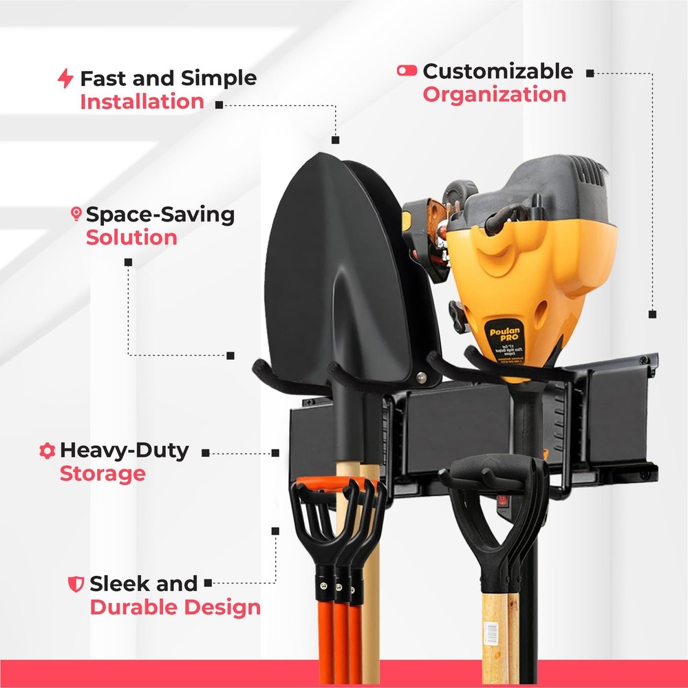 Garage Wall Organizer | 64" Heavy-Duty Tool Storage Rack | Adjustable Double-...