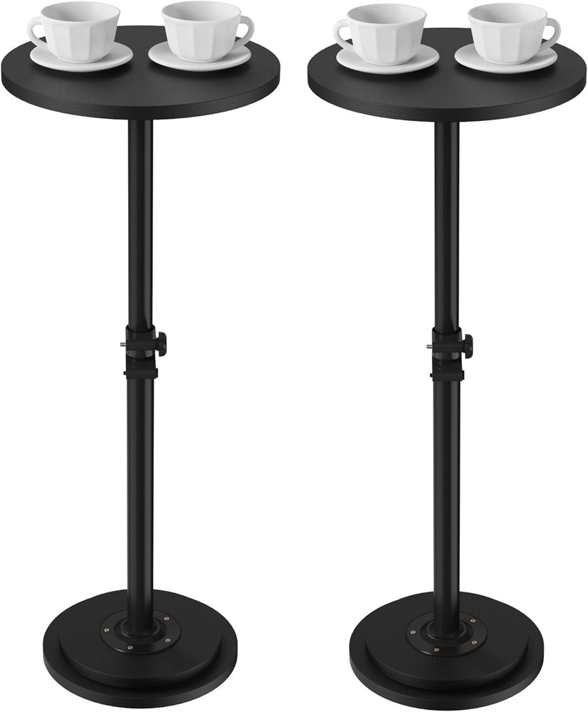 Drink Table Small Round Side Table 360° Swivel Height Adjustable Small Spaces