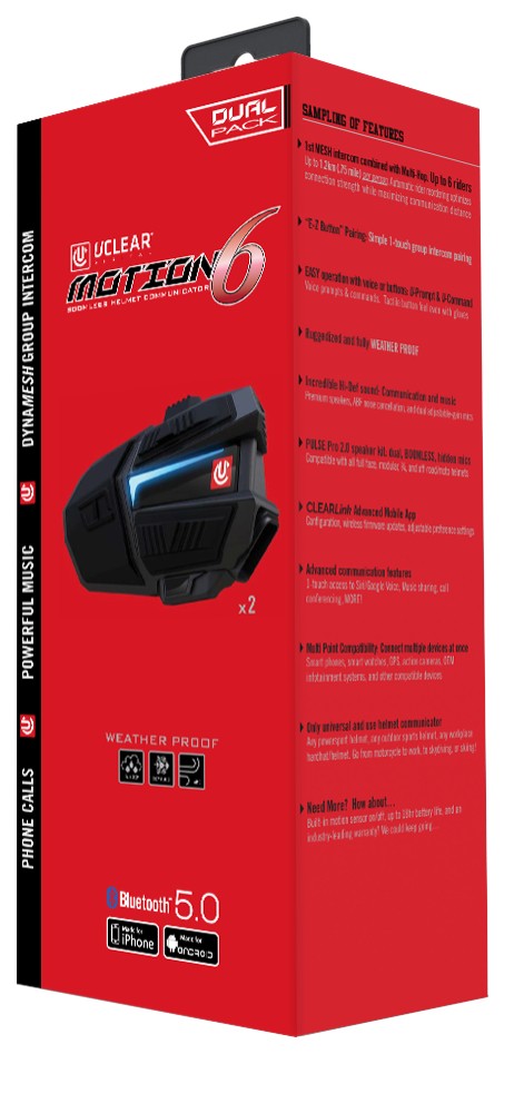 U-Clear Motion 6 Helmet Bluetooth Communication System Dual Pack (180509)