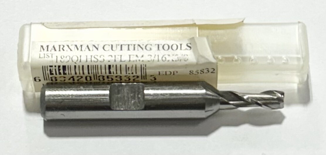 Marxman 3/16" HSS End Mill 2 Flute 3/8" Shank