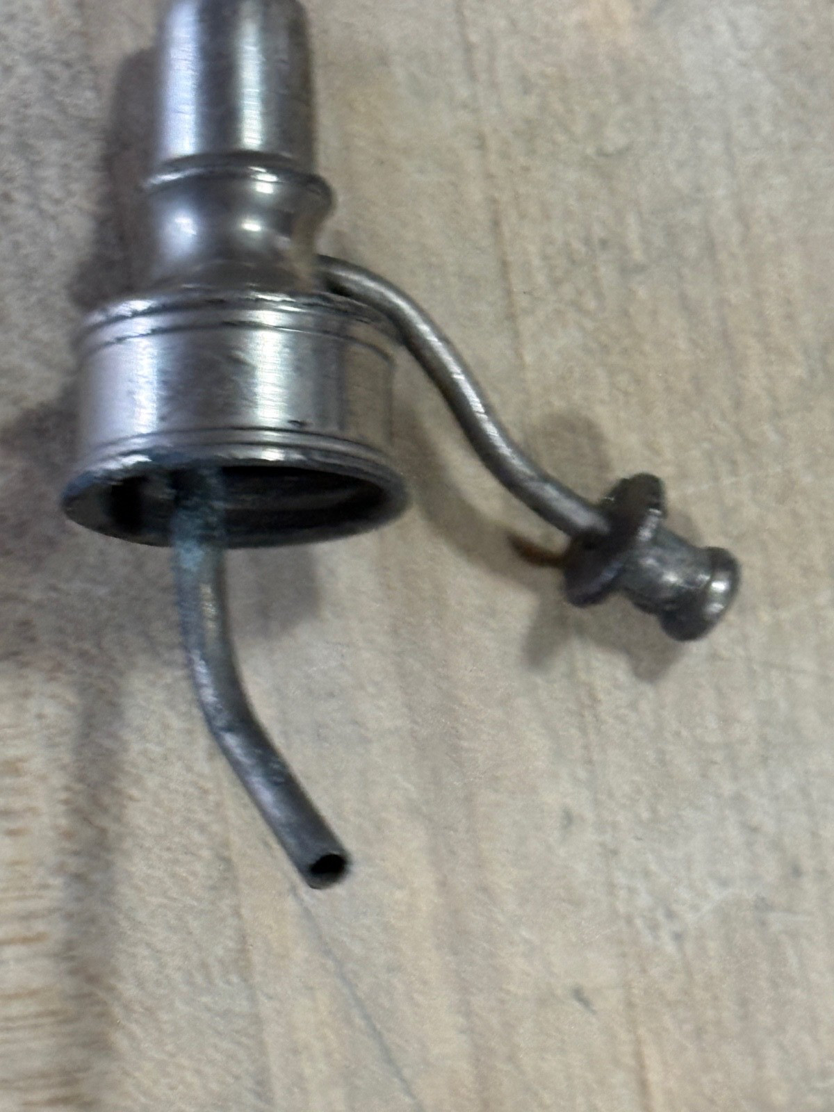 Antique Surgical instrument, screw attachment for bottle with two metal tubes