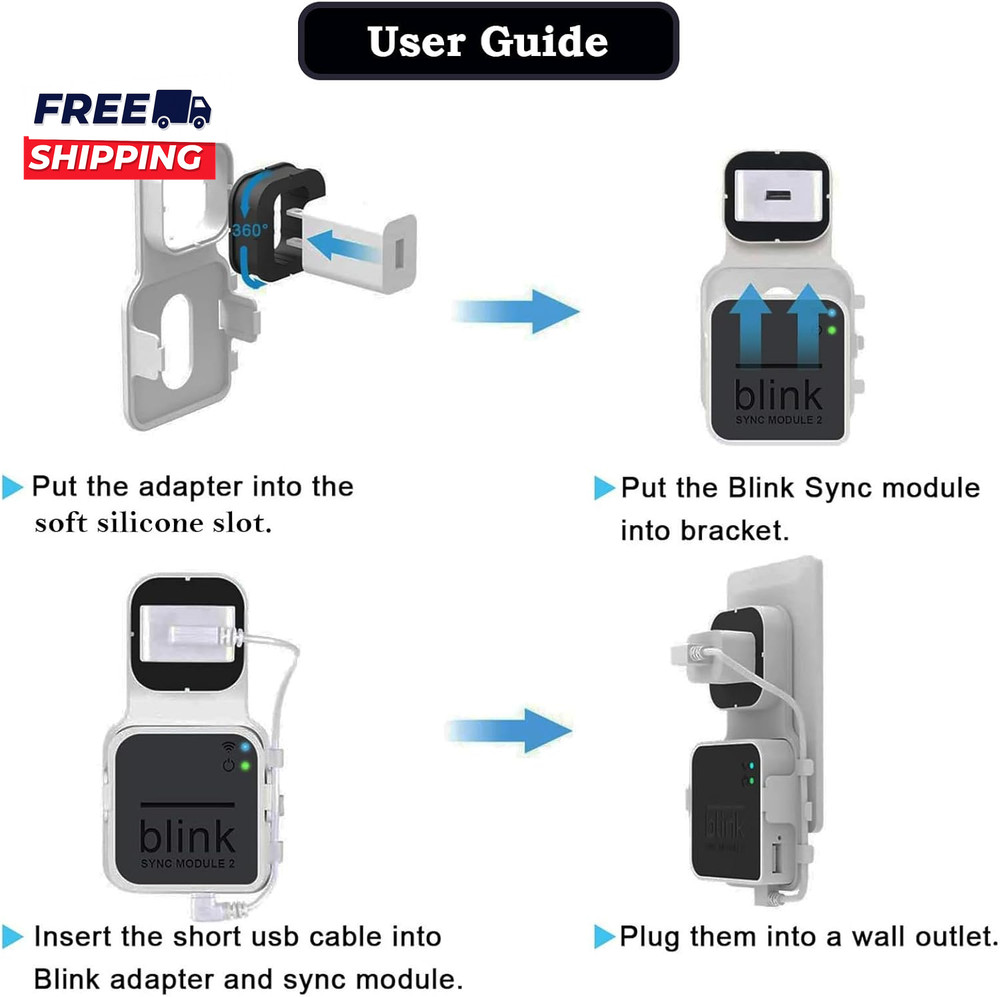 256GB USB Flash Drive & Outlet Mount for Blink Sync Module 2 Space Saving and Ea