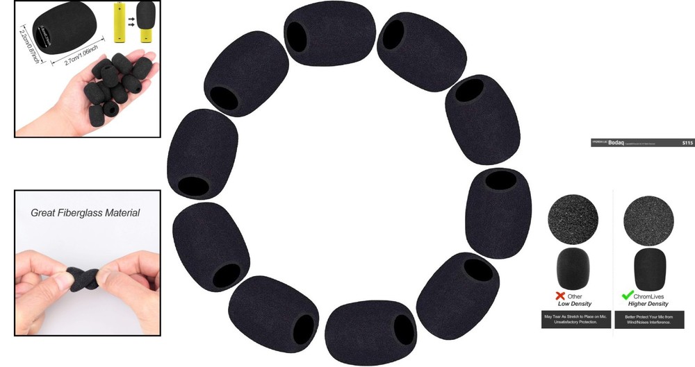 Acoustic Windscreen Pack - 10 Durable Foam Mic Covers for Professionals