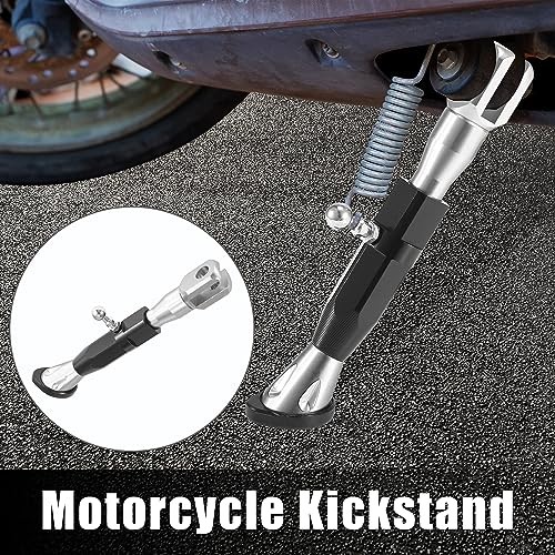 Universal Adjustable Motorcycle Kickstand Side Support Stand Set Silver Tone