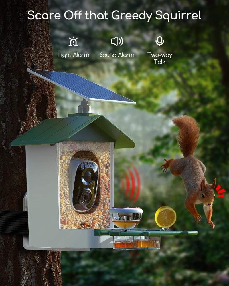 COOAU Smart Bird Feeder, Solar Powered Camera with Precise Bird Recognition