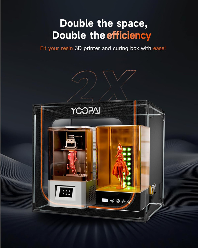 Multifunctional Large Resin 3D Printer Enclosure with Ventilation Kit LED Light,