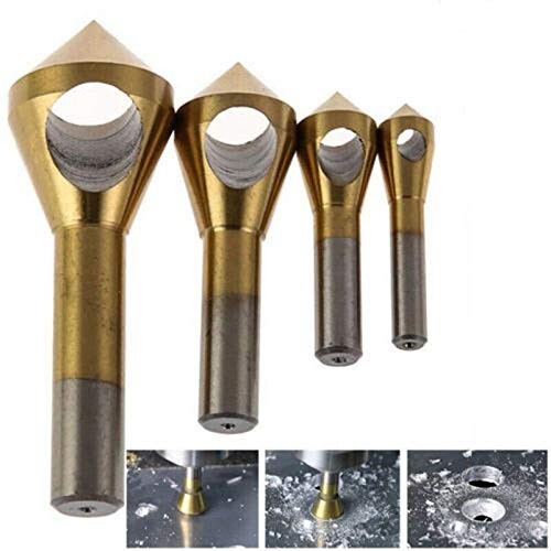 4Pcs Chamfer Countersink Deburring Drill Bits Set Cutting Metal Tool