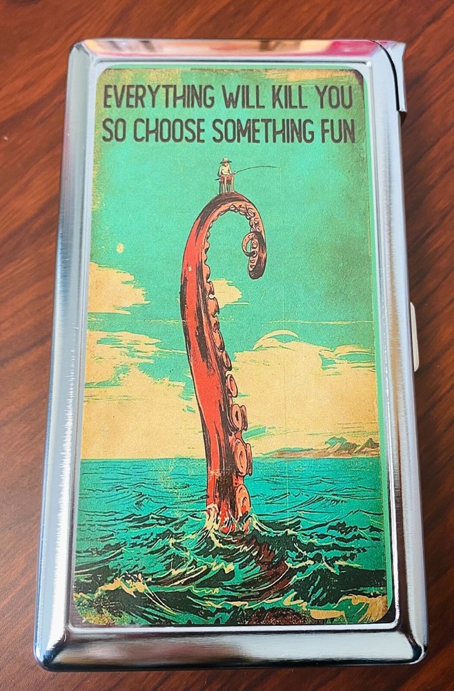 Something Fun 100's Size Cigarette Case with built in lighter Wallet