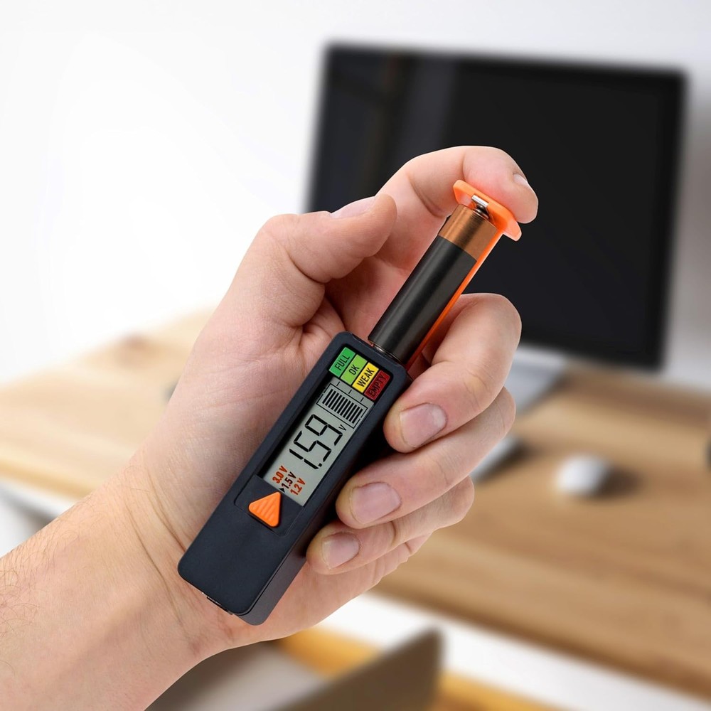 Digital Battery Tester Black Portable AA AAA 9V Lithium Button Cell