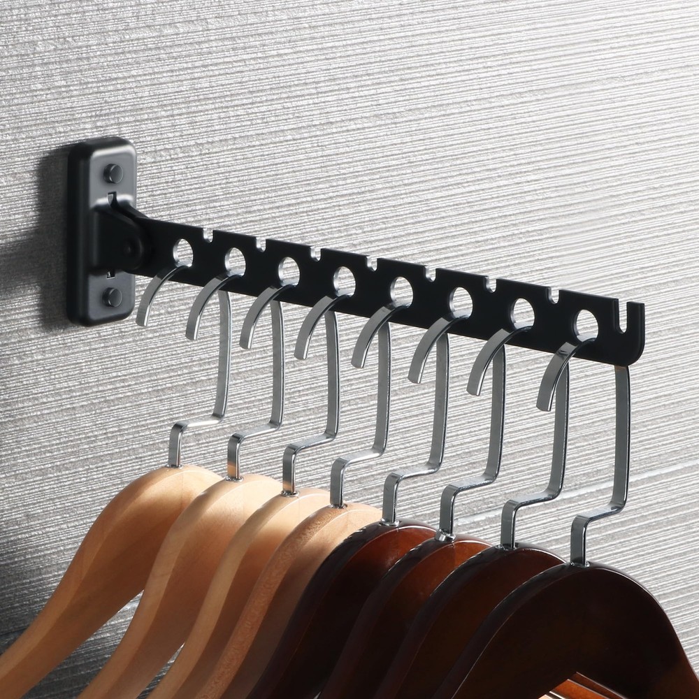 Clothes Drying Rack Wall Mounted Coat Hanger Black,Foldable Hangers Rack Clot...