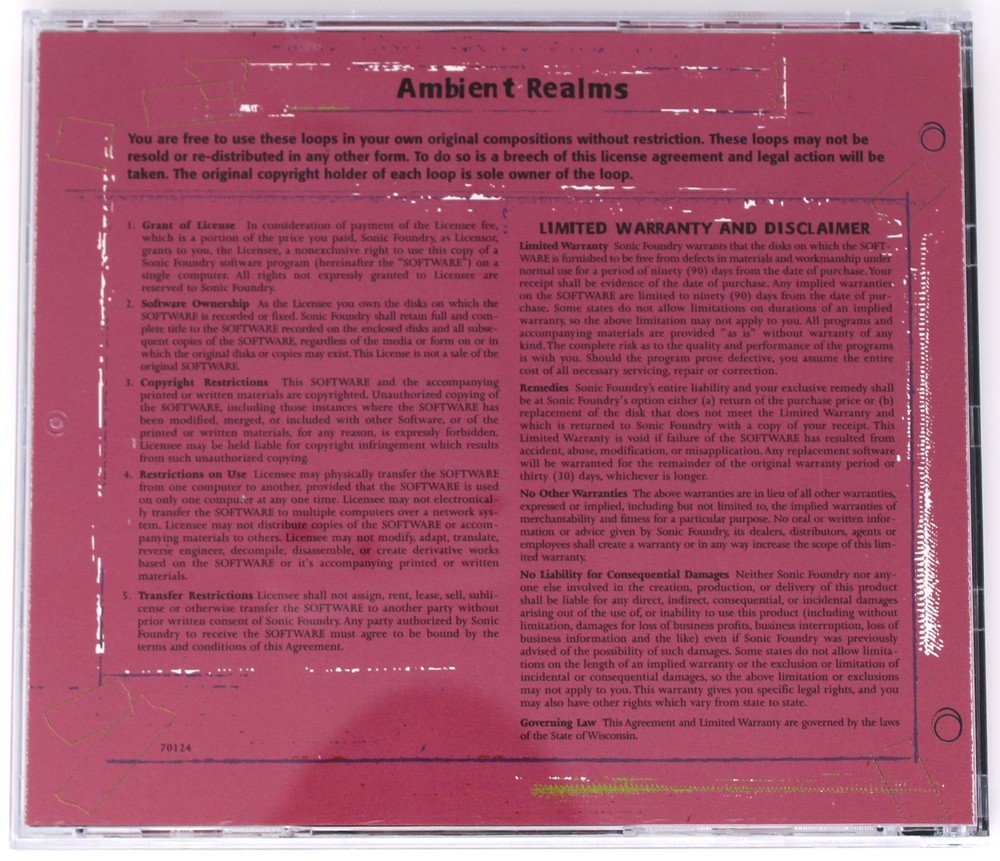 Sonic Foundry Kit Watkins Ambient Realms Loops For Acid Library Sampling CD