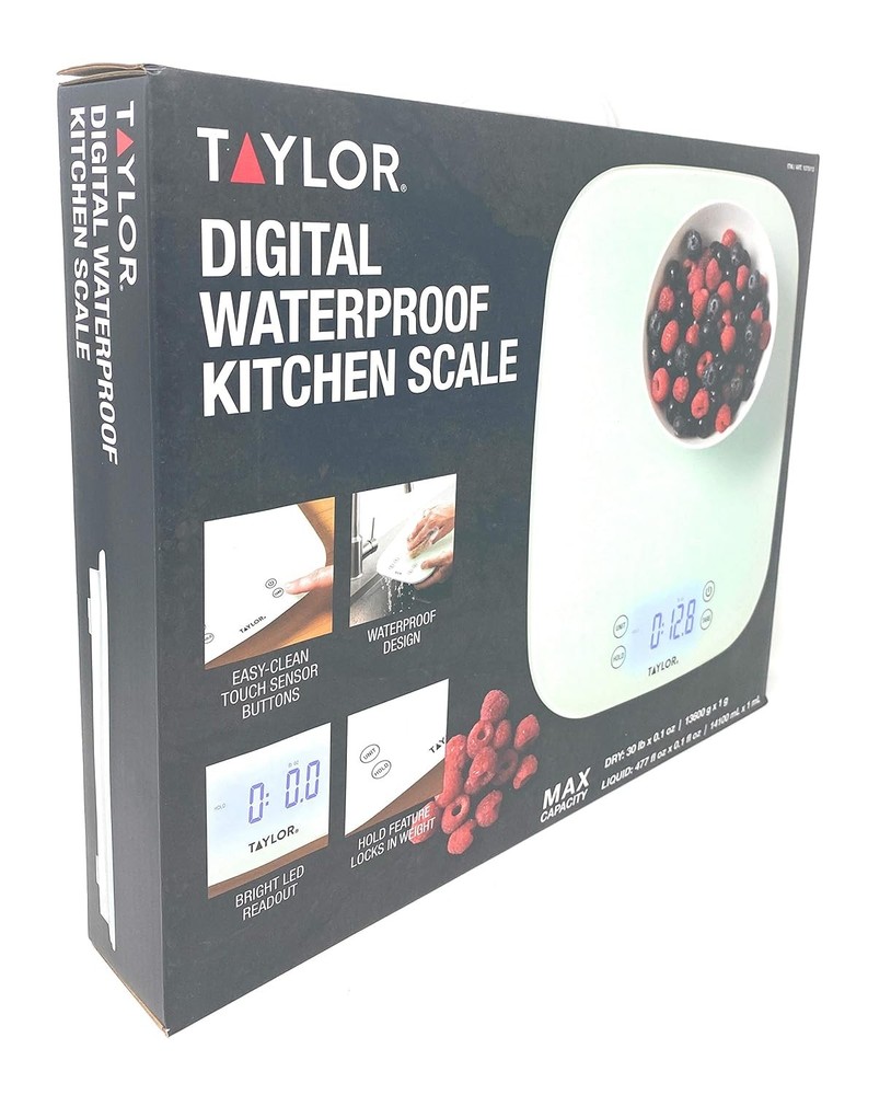 New Taylor Waterproof LED Digital Kitchen Platform Scale, Liquid Dry Ingredients