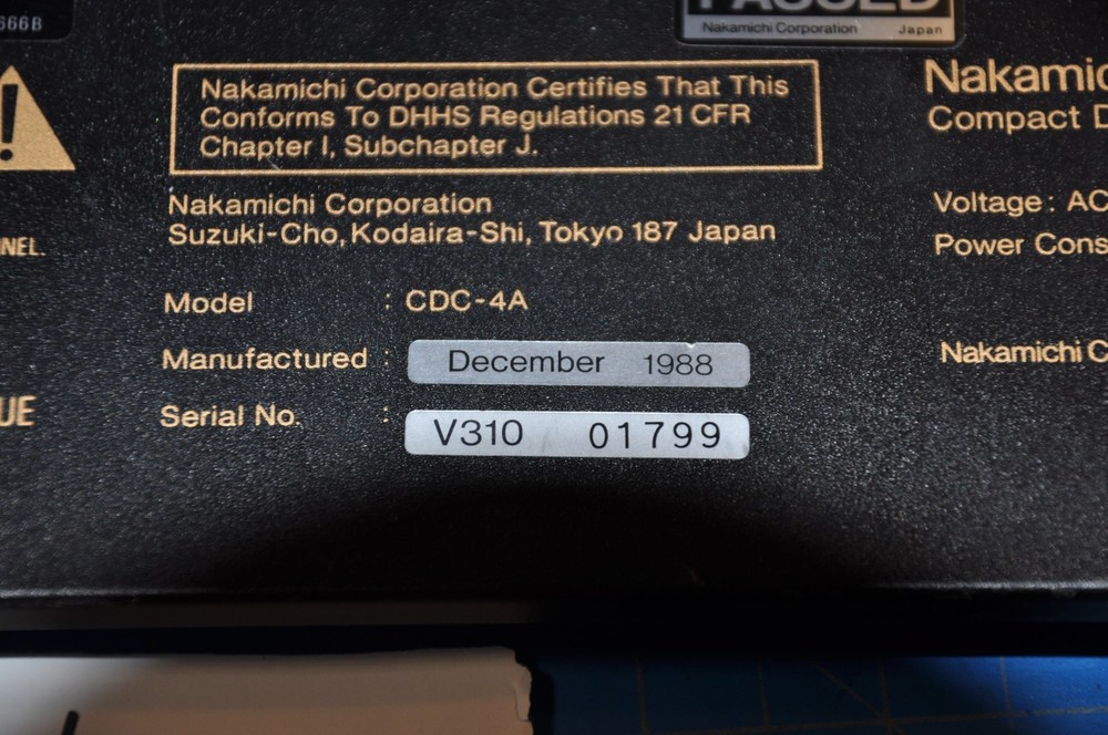 Nakamichi CDC-4A CD Changer Replacement Parts Rear Back Panel Plate