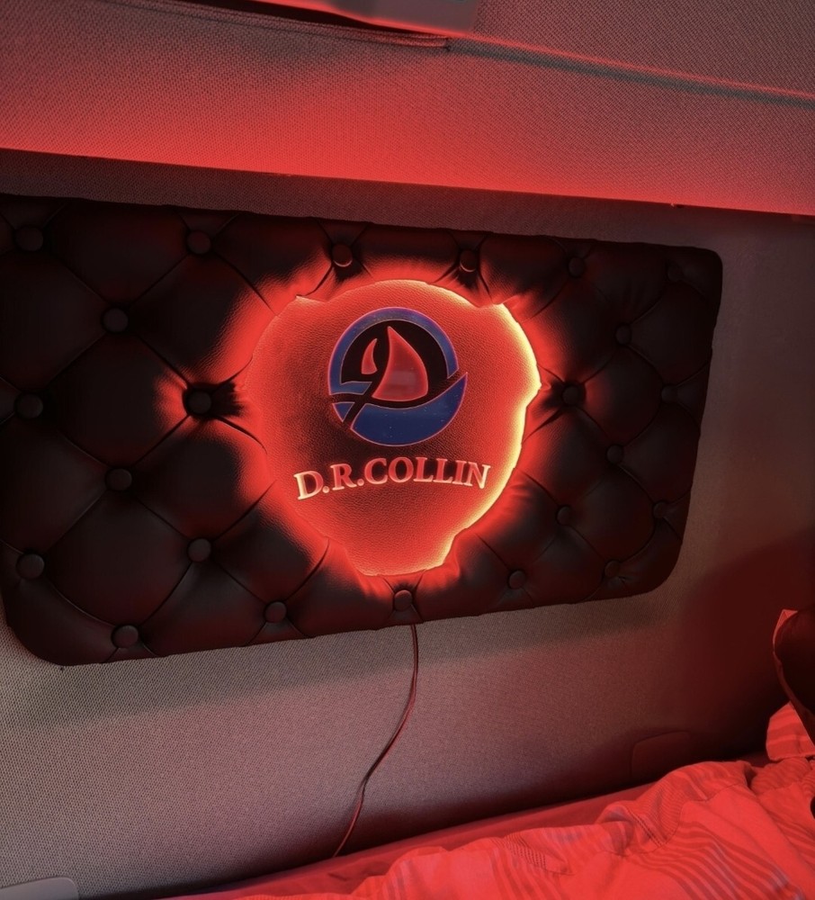 Scania buttoned leather NEON LED Back wall board 12V cigg socket + dimmer custo#
