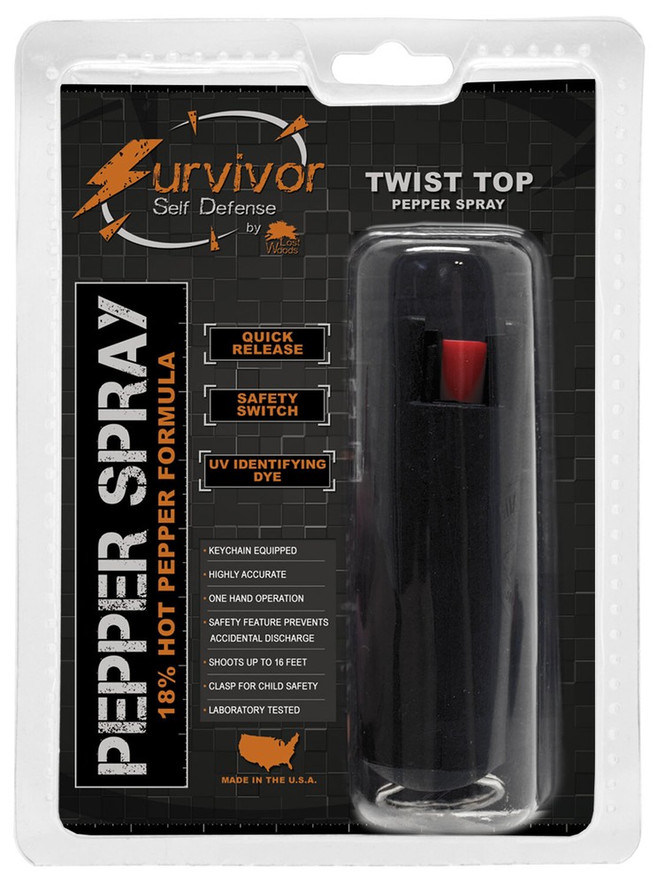 1/2 Ounce "SURVIVOR" Pepper Spray with Hard Case & Key Chain - Black
