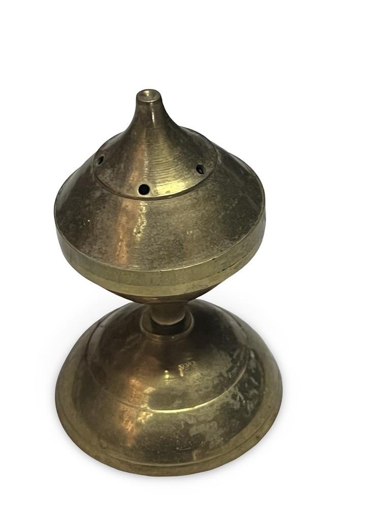 Vintage Brass Stick Incense Burner, cone shape w/Etching & small circular base
