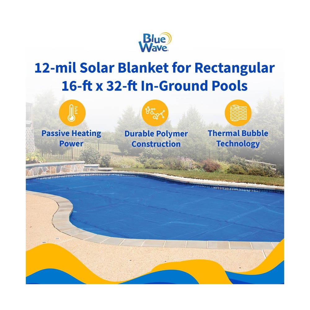 Blue Wave 16-ft x 32-ft Rectangular Pool Solar Blanket - 12-mil Solar Pool Co...
