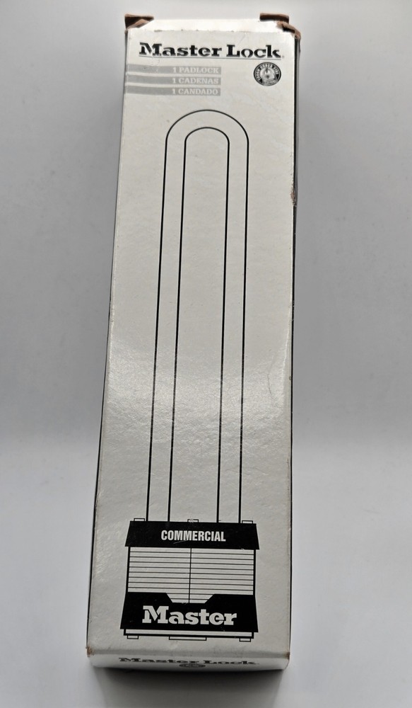 Master Lock 1Ln Padlock, Keyed Different, Long Shackle, Rectangular Steel Body,