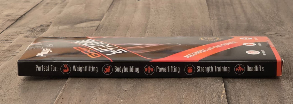 PhysFlex Grip Lifting Straps For Weightlifting & Strength Training Black 1 Pair