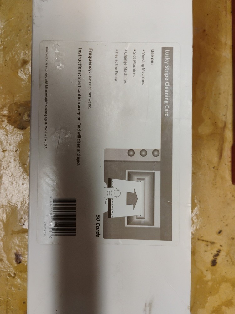 Cleans bill acceptor on vending machines ect. 50ct