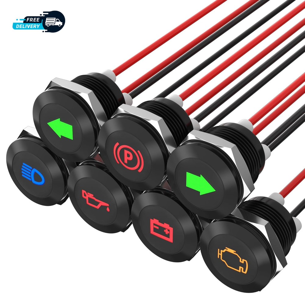12V LED Indicator Light Small Indicator Light Waterproof 1/2" Panel Cutout