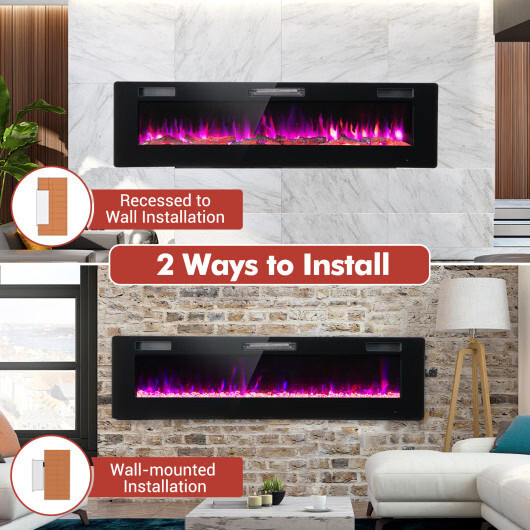 60 Inches Ultra-thin Electric Fireplace with Remote Control and Timer Function -