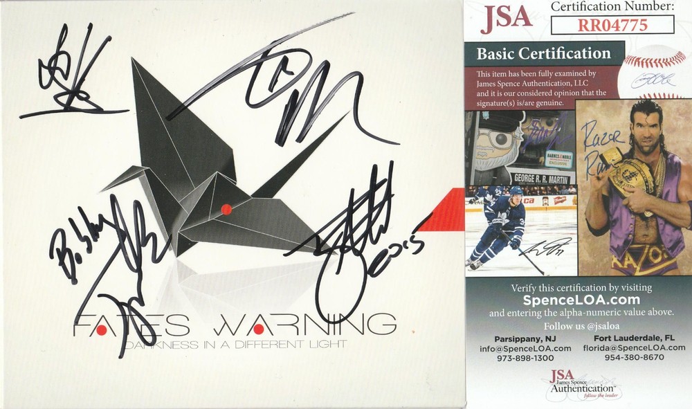 SIGNED FATES WARNING AUTOGRAPHED CD CERTIFIED AUTHENTIC JSA COA # RR04775