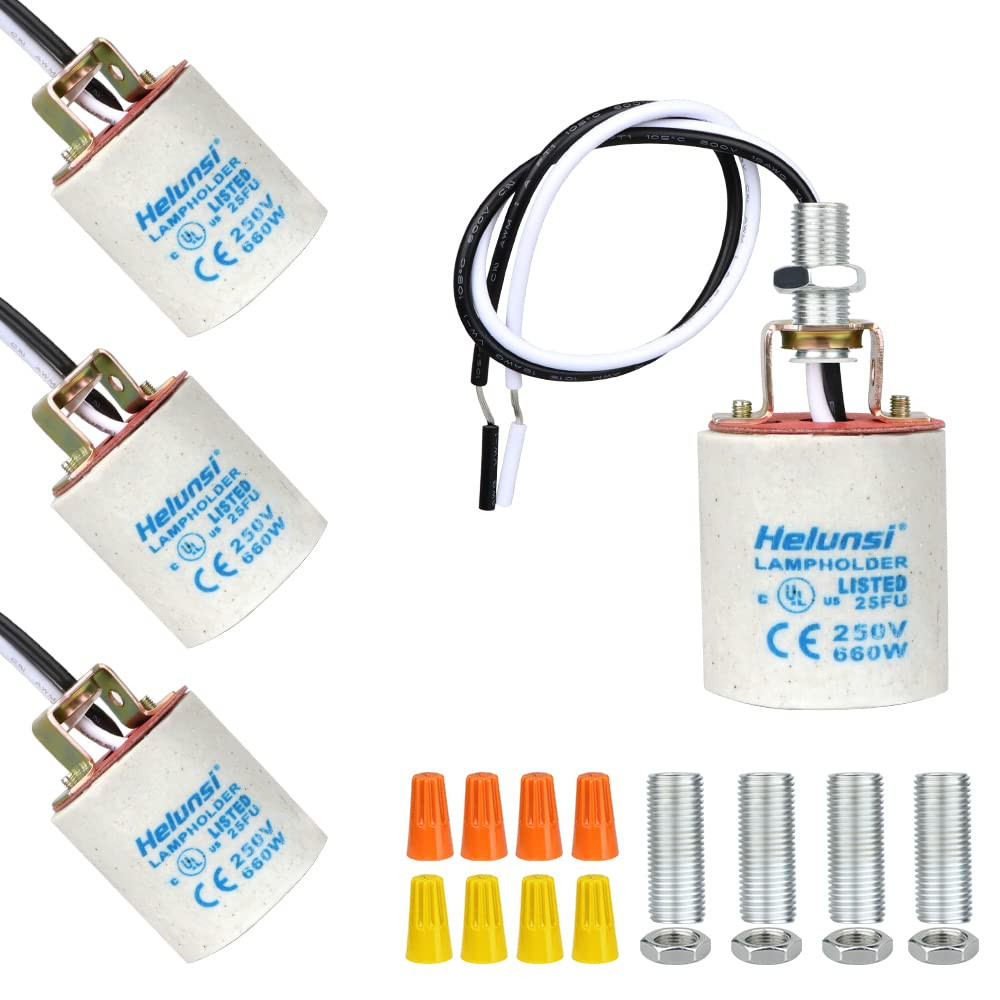 E26 E27 Ceramic Light Socket, Medium Base Porcelain Lamp Holder, Ceramic Light