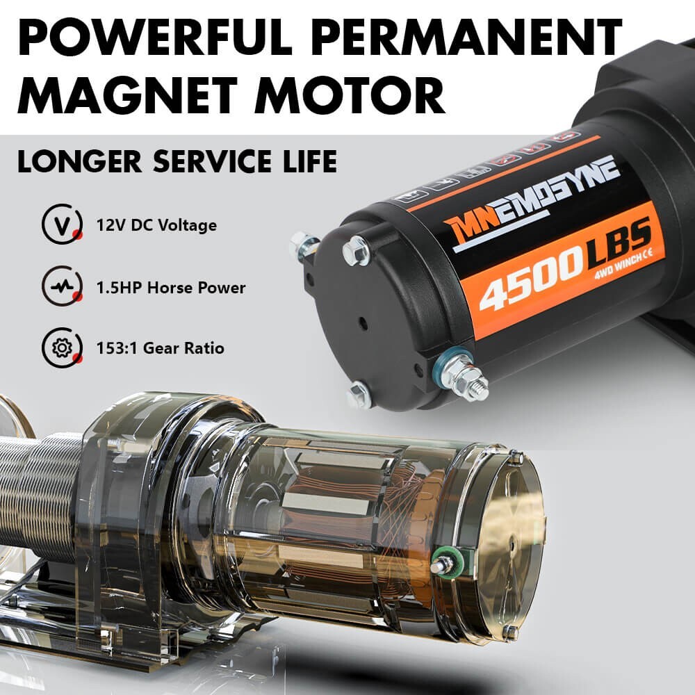 MNEMOSYNE Electric Winch 4500lb Steel cable Wireless Remote Towing ATV UTV 4×4