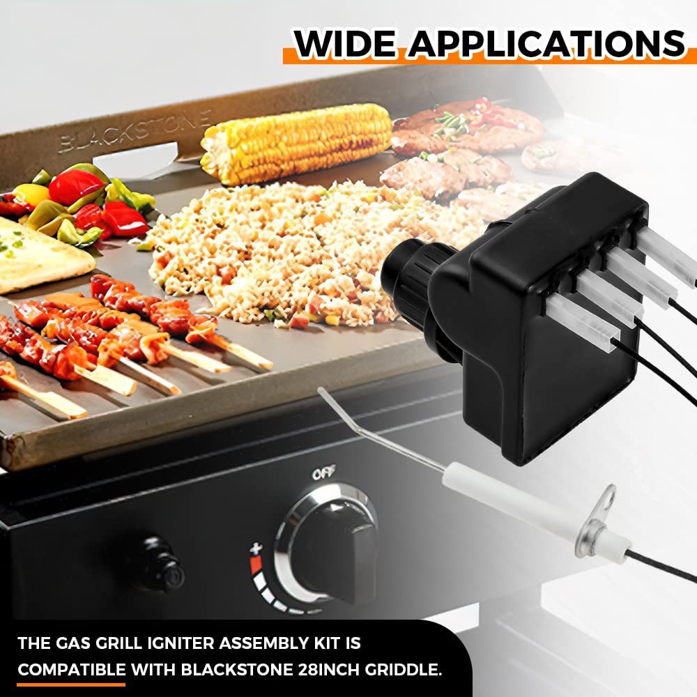BBQ Gas Grill Igniter Assembly Spark Generator & 4Pcs Electrode Ignitor Wire Set