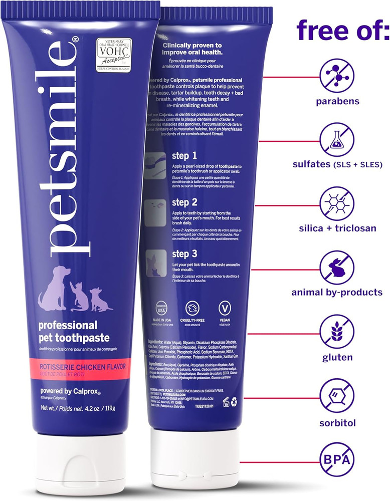 Professional Pet Toothpaste for Cats & Dogs - Only VOHC Accepted Toothpaste - Cl