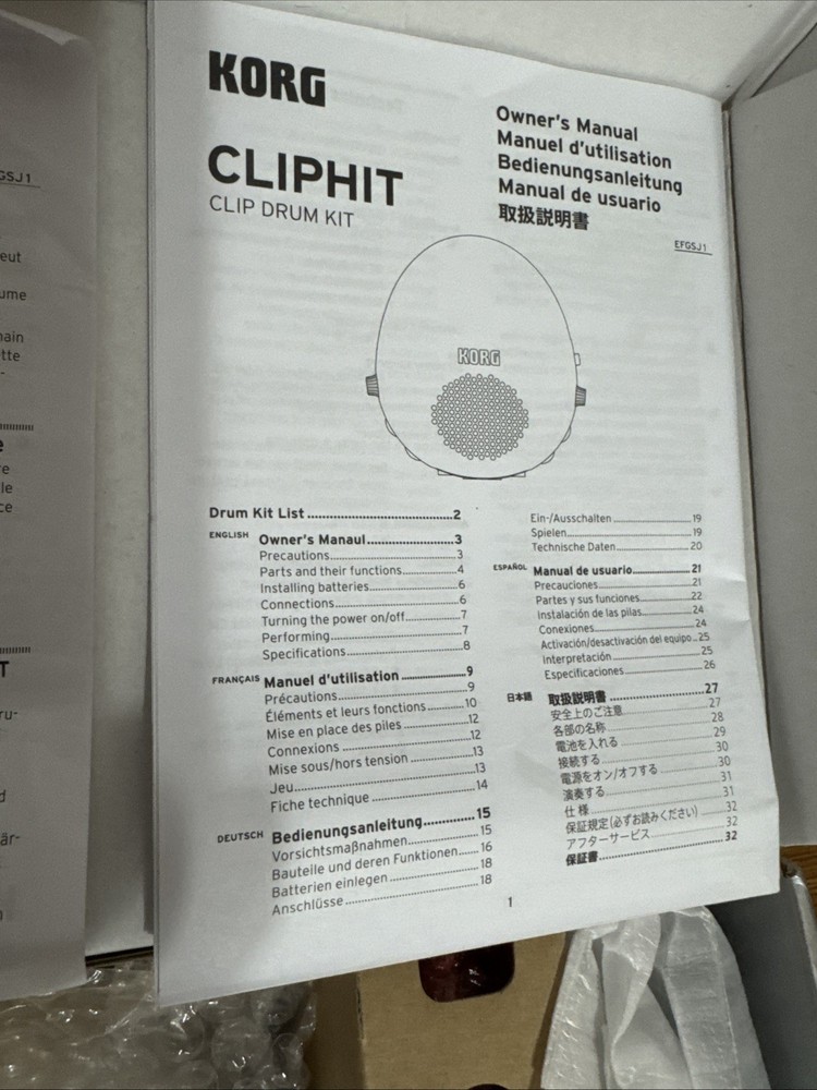 KORG CLIPHIT CH-01 Clip Trigger Drum Kit, Clip Drum Kit, New