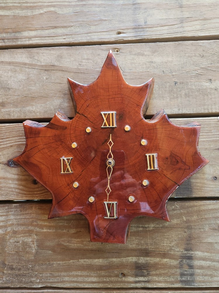 Canadian Maple Leaf Wood Clock