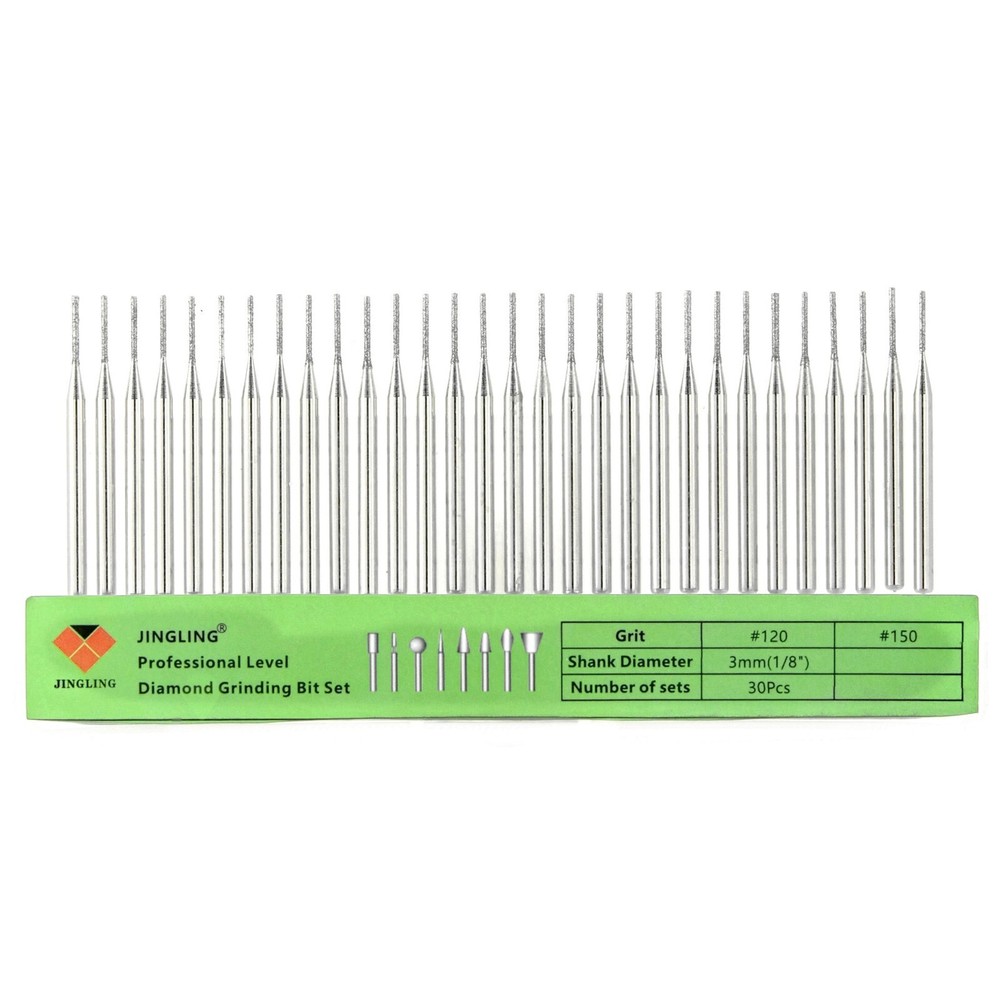 30Pcs 1-3mm Cylindrical Diamond Drill Bits Kit for Dremel Stone Lapidary Tools