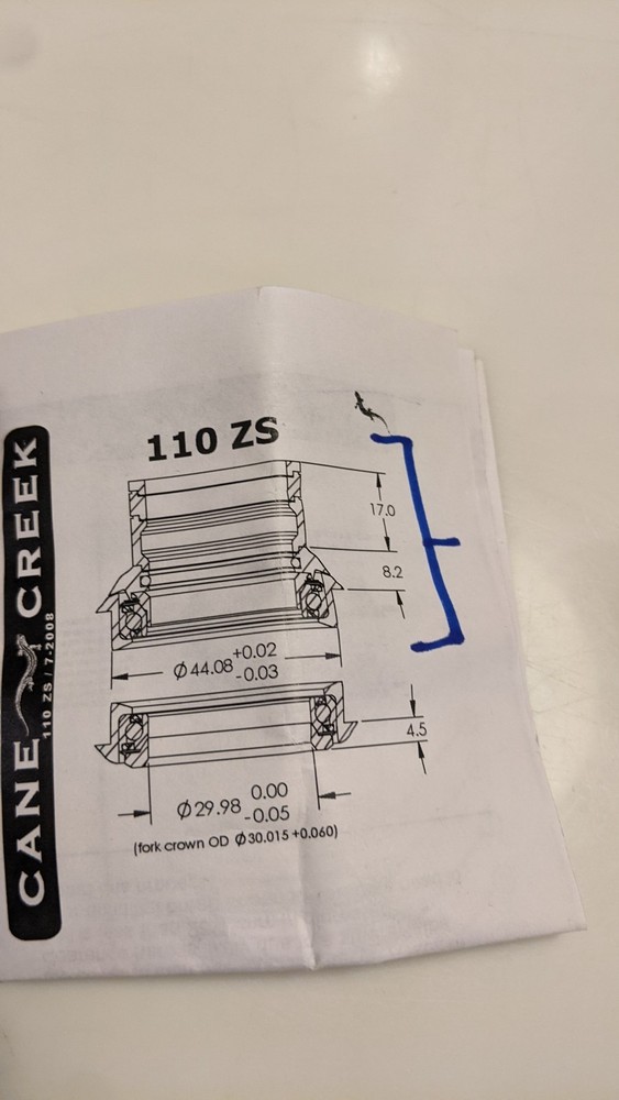 Cane Creek 110 ZS Zero Stack, upper assembly 44 , NIB, silver 1 1/8" threadless