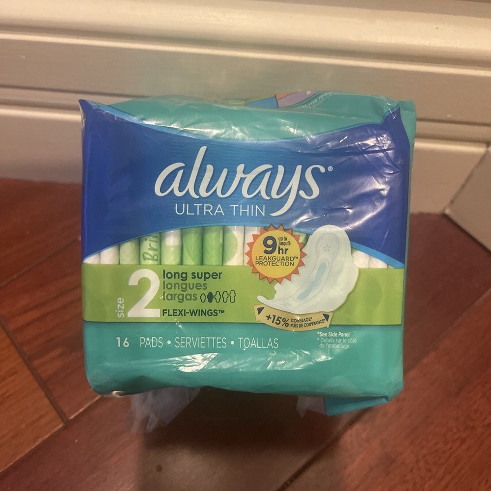 Always Ultra Thin Long Super Size 2 Pads with Wings 16 Count